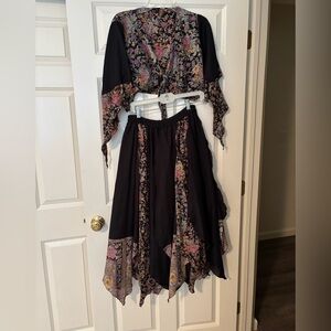 Bellydance outfit. Wrap Crop top and panel skirt.